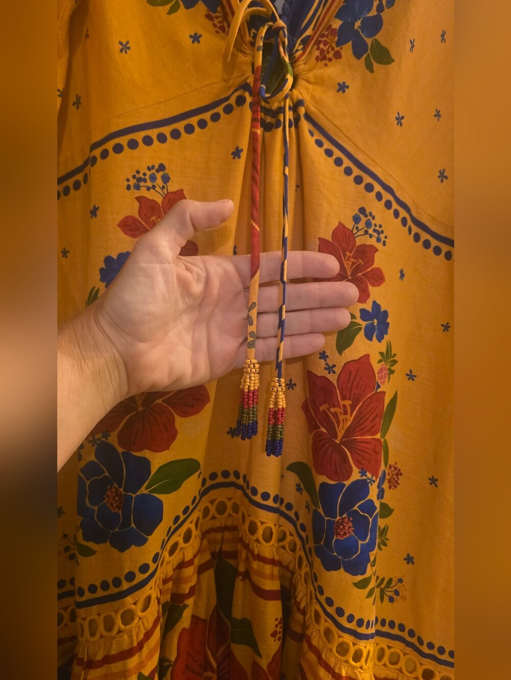 New! With Tags FARM Rio Yellow Floral Yard Maxi Dress Cotton Blend, Women's XL - Picture 3 of 16